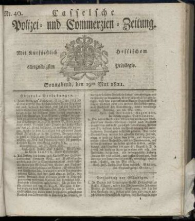 Nr. 40, Sonnabend den 19ten Mai. 1821
