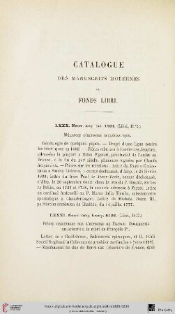 Catalogue des manuscrits modernes du Fonds Libri