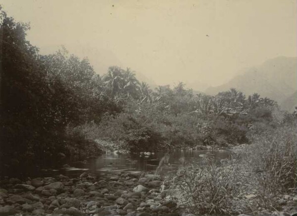 "Fautaua-Fluss und Diadem , (ganz im Hintergrund) Tahiti"