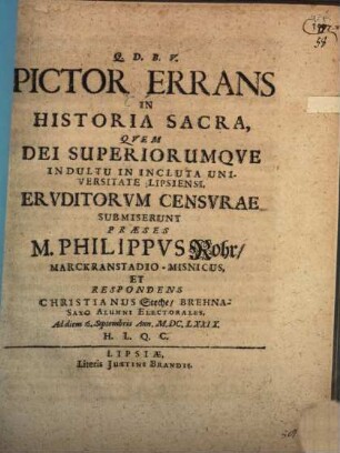 Pictor Errans In Historia Sacra