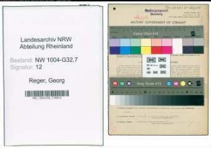 Entnazifizierung Georg Reger , geb. 26.10.1887 (Verw.Sekretaer)