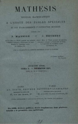 TOME V. - DÉCEMBRE 1895.