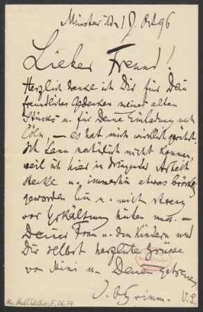 Brief an Franz Wüllner : 19.10.1896