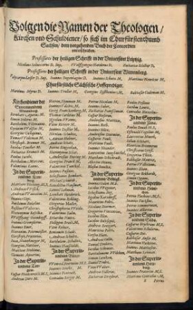 Volgen die Namen der Theologen/ Kirchen und Schuldiener ...