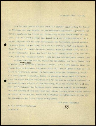 Bericht des ersten Sekretars an das General-Sekretariat