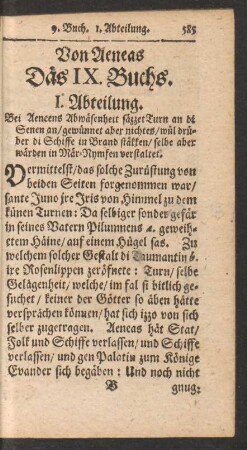 Von Aeneas Däs IX. Buchs.
