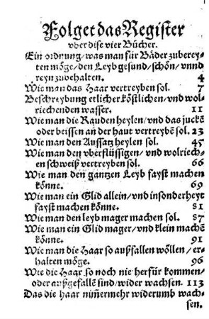 Folget das Register uber dise vier Bücher.