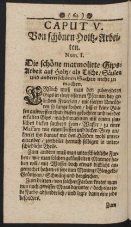 Caput V. Von schönen Holtz-Arbeiten.