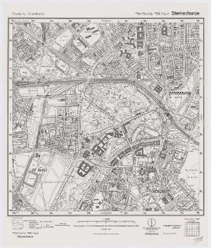 Internationale Gartenbauausstellung (IGA) 1973, Hamburg: Wettbewerbsunterlage: Deutsche Grundkarte Sternschanze 1:2500
