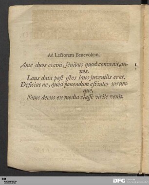 Ad Lectorem Benevolum.