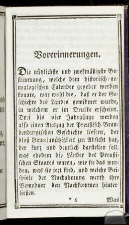 Vorerinnerungen.