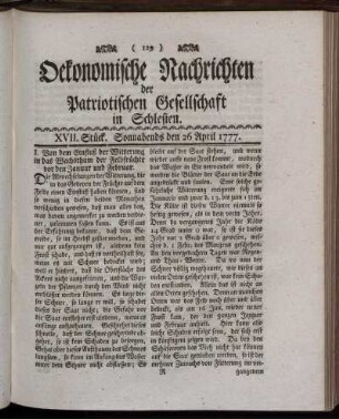 XVII. Stück. Sonnabends den 26 April 1777.