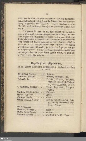 Verzeichniß der Abgeordneten, bei der zweiten allgemeinen christkatholischen Kirchenversammlung zu Berlin