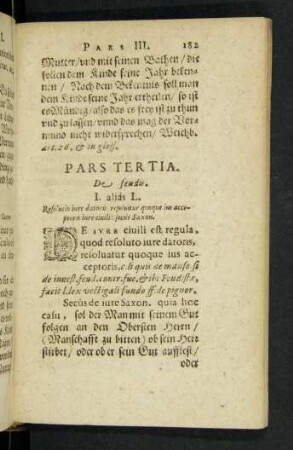 Pars Tertia. De feudis.