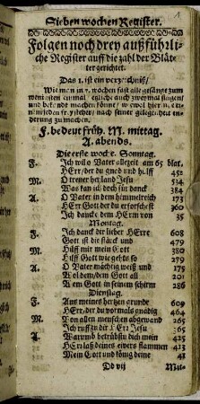 Folgen noch drey außführliche Register auff die zahl der Blätter gerichtet. Das I. ist ein verzeichniß [...]