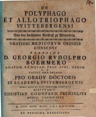 De polyphago et allotriophago Wittebergensi