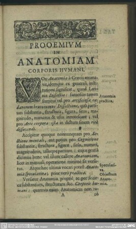 Prooemium In Anatomiam Corporis Humani