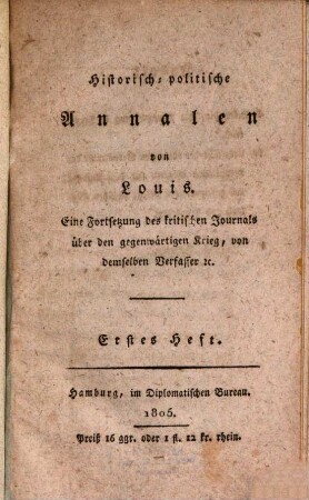 Historisch-politische Annalen. 1805, 1