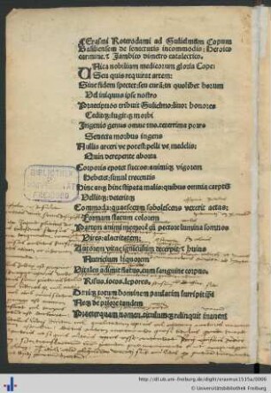 Erasmi Roterodami ad Gulielmum Copum Basiliensem de senectutis incommodis Heroico carmine