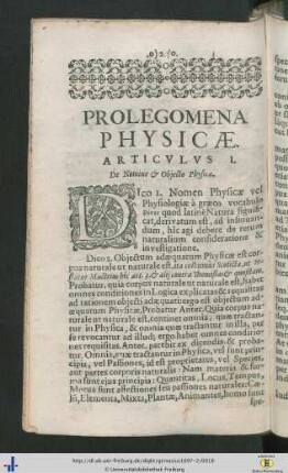 Prolegomena Physicae.