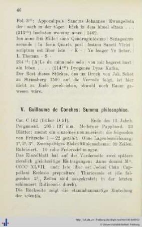 V. Guillaume de Conches: Summa philosophiae.
