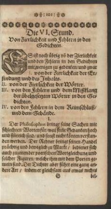 I. [von der Zierlichkeit der Erfindung/ und des Inhalts.]