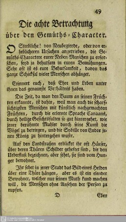 Die achte Betrachtung über den Gemüths-Character