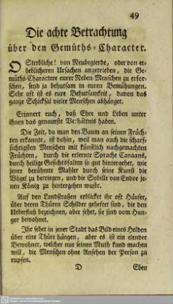 Die achte Betrachtung über den Gemüths-Character