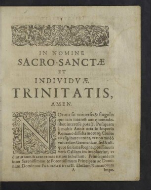 In Nomine Sacro-Sanctae et individuae Trinitatis, Amen.