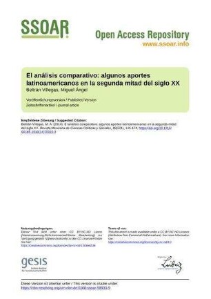 El análisis comparativo: algunos aportes latinoamericanos en la segunda mitad del siglo XX