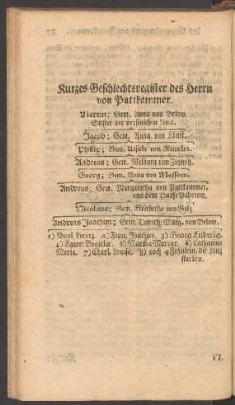 Kurzes Geschlechtsregister des Herrn von Puttkammer.