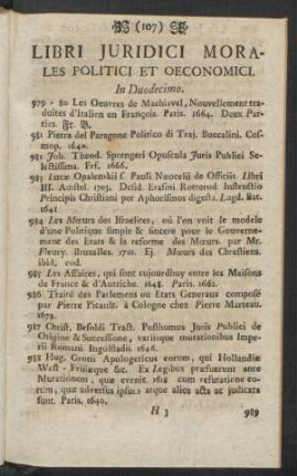 Libri Juridici Morales Politici Et Oeconomici. In Duodecimo
