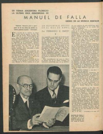 En tierra argentina floreció la última idea armoniosa de Manuel de Falla, genio de la música hispana