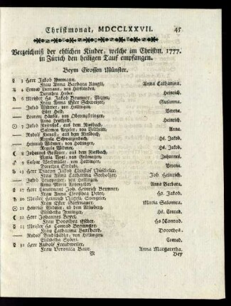 Christmonat, MDCCLXXVII
