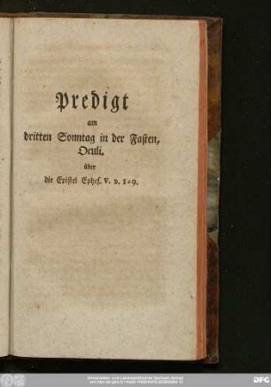 Predigt am dritten Sonntag in der Fasten, Oculi. über die Epistel Ephes. V. v. 1 - 9.