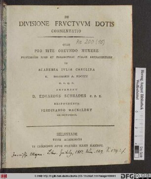 De Divisione Frvctvvm Dotis Commentatio