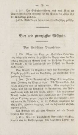 Vier und zwanzigster Abschnitt. Vom schriftlichen Vorverfahren