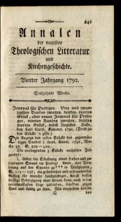 Sechzehnte Woche