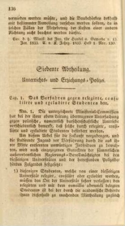 Siebente Abtheilung. Unterrichts- und Erziehungs-Polizei.