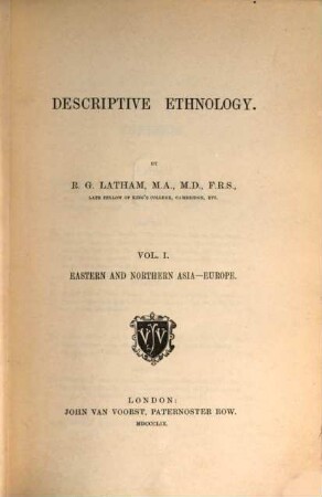 Descriptive ethnology, I