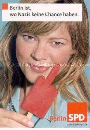 Werbepostkarte der SPD zum Tag der Demokratie anlässlich des 60. Jahrestages des Kriegsendes
