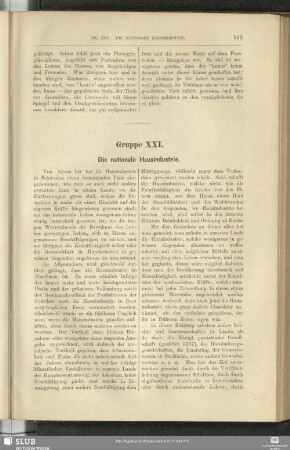 Gruppe XXI. Die nationale Hausindustrie