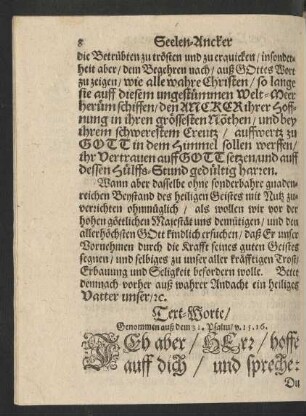 Text-Worte/ Genommen auß dem 31. Psalm v. 15. 16.