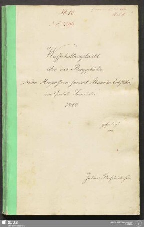 Wasserhaltungsbericht über das Berggebäude "Neuer Morgenstern sammt Alexander Erbstolln" - 18.7048 4.