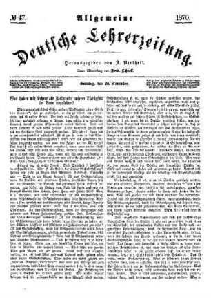 Was haben wir Lehrer als Zielpunkte unserer Thätigkeit im Amte anzusehen?