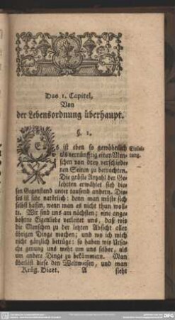 [Der Lebensordnung Erster Theil. Wie man die Gesundheit erhalten könne]