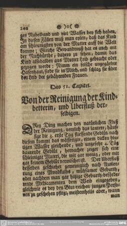 Das 51. Capitel. Von der Reinigung der Kindbetterin, und Uberfluß derselbigen