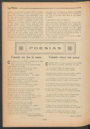 Poesías : Cuando me das la mano [y] Cuando añoré mis penas