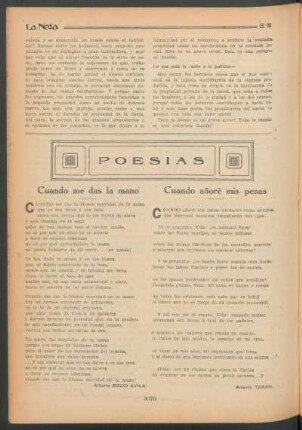 Poesías : Cuando me das la mano [y] Cuando añoré mis penas