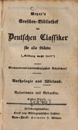 Anthologie aus Wieland, 5. Aphorismen und Gedanken ; 1